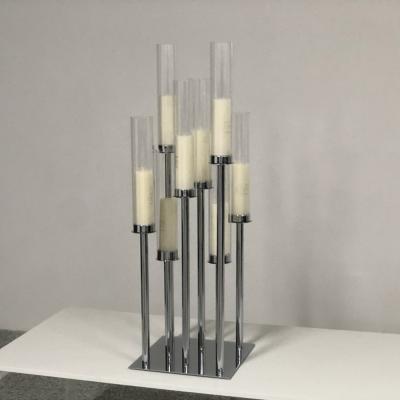 China Event party supplies ZT-421S antique silver stick candle holder for wedding table centerpiece for sale