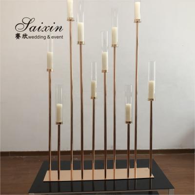 China New Wedding ZT-525 10am Standing Candle Holders Gold Base 1m Candlestick For Wedding Decoration for sale