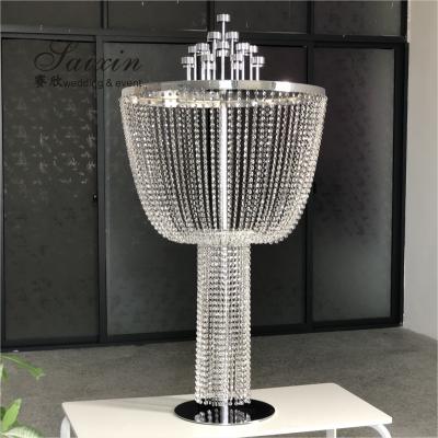 China Luxury wholesale antique tall crystal flower stand for wedding centerpieces for sale