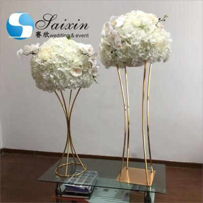 China SX-F018 Wedding Luxury Occasion Gold Decorative Metal Flower Stands for sale