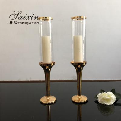 China Wedding ZT-014G Crystal Golden Metal Candles Holder simple wedding centerpieces for sale