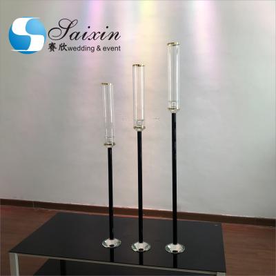 China ZT-488 Luxury Black New Rod Single Sconce Candle Holder For Wedding Centerpieces for sale