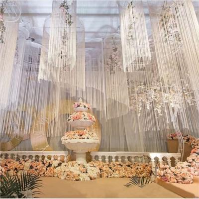 China European Style Wholesale White String Curtain Ceiling Drape Glitter Fabric For Wedding Decoration for sale