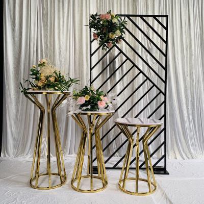 China Event Party Supplies Stage Decoration Wedding European Style Stainless Steel Cake Stand Set for sale