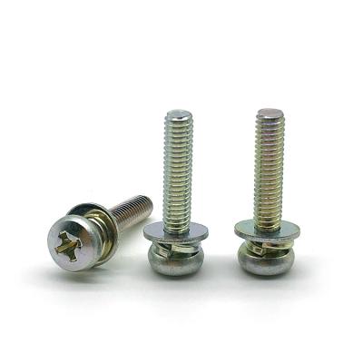 China Zinc Plated Steel Three Pan Combination Screw With Spring Washer for sale