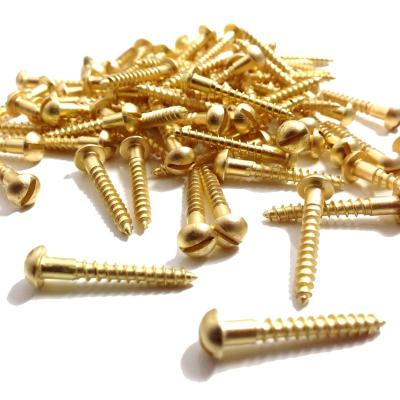 China Good Anti - Corrosion Ability And Anti Rust High Precision OEM Round Head Brass Slotted Wood Screws for sale