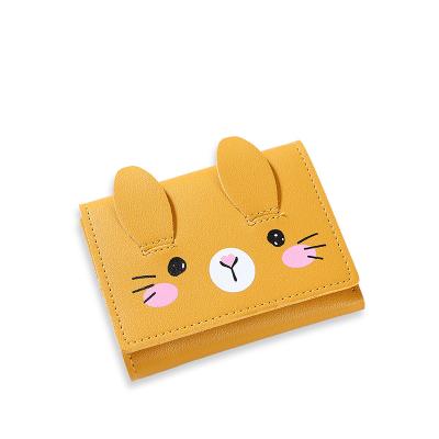 China New Retro Waterproof Folding Wallet For Female Money Cute Cat Modeling Personality Woman Slim Wallet for sale