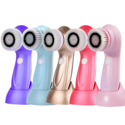 China Wholesale Acne Treatment OEM Factory 3 in 1 USB Rechargeable Mini Electric Sonic Facial Cleansing Brush for sale