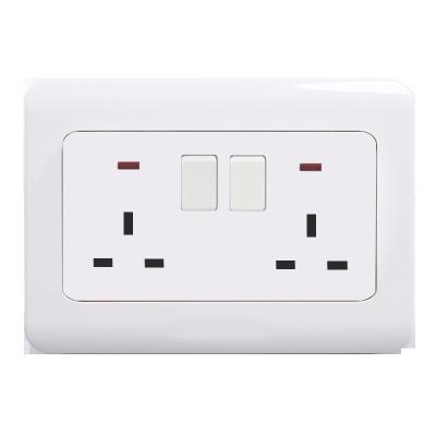 China Residential / Multipurpose UK Standard Acrylic Double13A Wall Socket Double13A Custom Open Wall Socket Switch And Duplex Socket With Light for sale