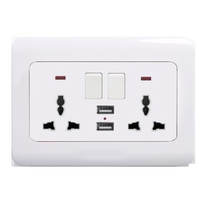 China UK Residential/Multi-Purpose Electrical Sockets and Switches Double 6Hole Multifunctional with 13A Light Open with Open with 2USB for sale