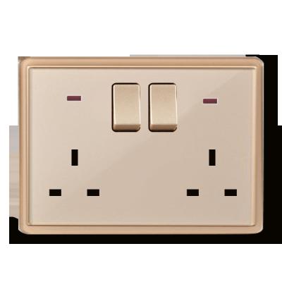 China Residential / General Purpose British Household Switch With Double Square Corner 13A Socket With Indicator Light for sale