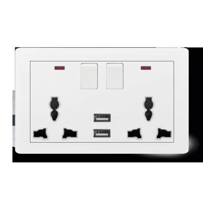 China 13A 250V UK Standard Residential/Multipurpose Factory Supply Dual USB With Switch Socket Wall Power Outlet With USB Ports for sale