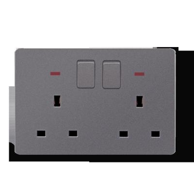 China PC Hardware 2 Gang Switch Double 13a Residential / General Purpose UK Electrical Socket With Light Switched for sale