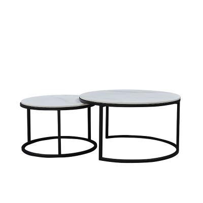 China (Other) adjustable round coffee table with metal carbon steel frosted rock plate can be customized for sale