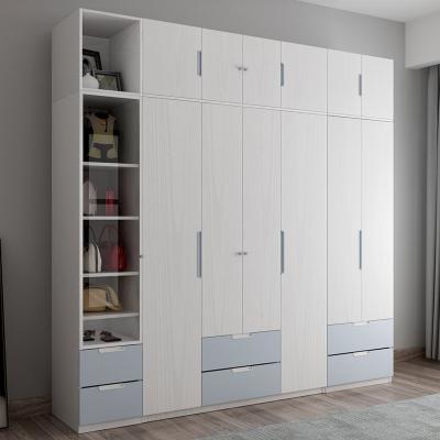 China Modern Design Modern Bedroom Wardrobe Cabinet With Four Door Wardrobe Combination Locker Three Top Doors With Drawers Wooden Nordic Wardrobe for sale