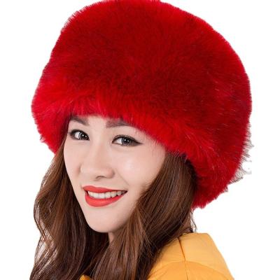 China breathable & New Competitive Price 2022 Fashionable Pattern Winter Waterproof Round Fox Fur Hat For Women for sale