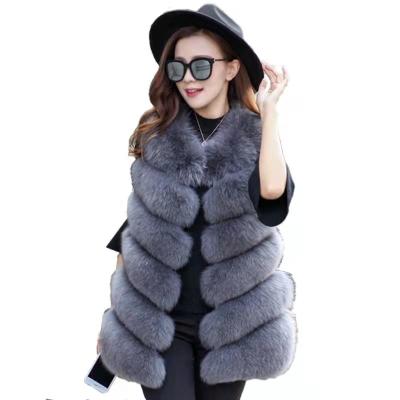 China Supply Windproof Woman Warm Faux Fur Leather Vest For Ladies for sale