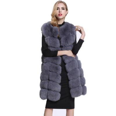 China Winter Women's Faux Fox Fur Coat High Quality Breathable Girl's Sleeveless Winter Vest Long Vest for sale