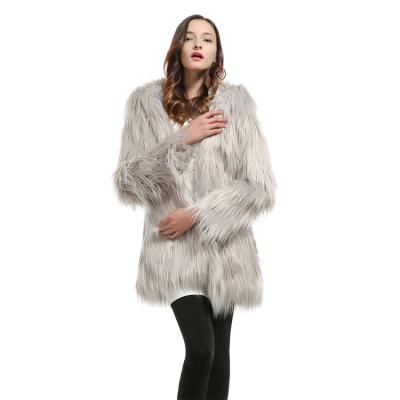 China Factory Wholesale Price Warm High Quality Faux Fur Coats No Hoodie Ladies Beach Woolen Jacket For Women for sale