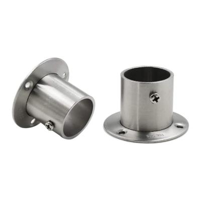 China Stainless Steel Closet Rod Flange Set Socket Die Casting Wardrobe Shower Curtain Rod Bracket for sale