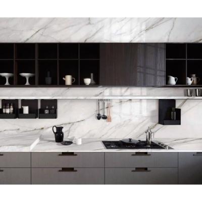 China Hardness 6 Man Made Kitchen Worktops Polished White Marble Effect Quartz for sale