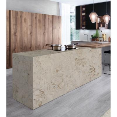 China Artificial Gold Vein Quartz Countertop 2cm 3cm Yellow Quartz Kitchen Countertops for sale