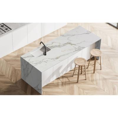 Cina 3 cm Modern White Quartz Banchiere 126' X 63' Calacatta Quartz Bianco in vendita