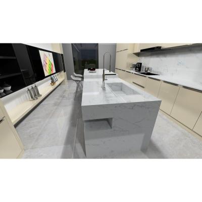 China Straight Edge Gray Quartz Countertops 3200x1600mm Quartz Looks Like Marble for sale