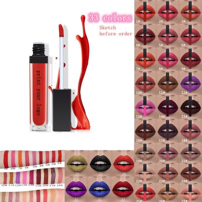 China 2021 New Waterproof Wholesale 33 Colors Nude Vegan Waterproof Matte Liquid Lipstick Private Label Red Custom Logo Glitter for sale