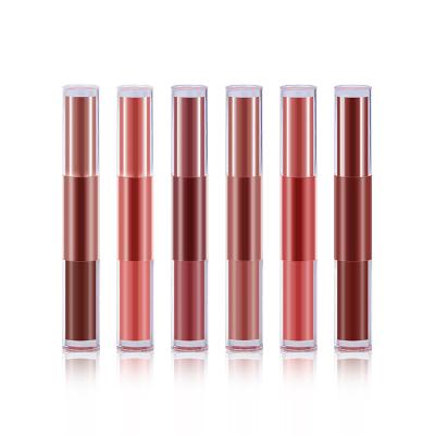 China Waterproof Matte Lipstick 6 Colors OEM Logo Private Label Double Lipstick Waterproof Matte Lipstick for sale