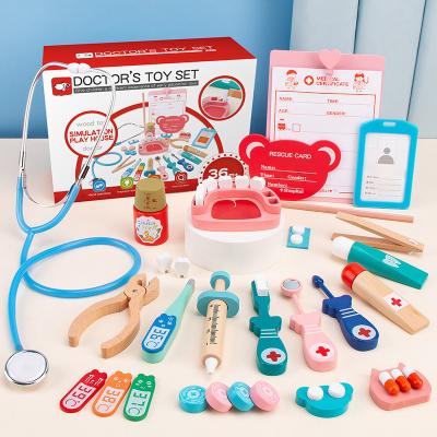 China Agriculture Wooden Pretend play doctor set Nurse injection Medical Kit Role Play Classic Toys Simulation Doctor Play Toy children's toy for sale