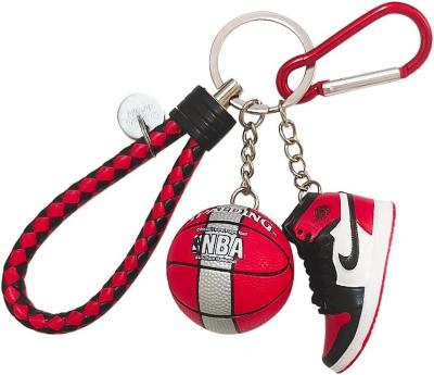 China Hardcover anime 3D Mini Sneaker Key Chain with Lanyard Keychain Basketball Shoe Model Keyring for sale