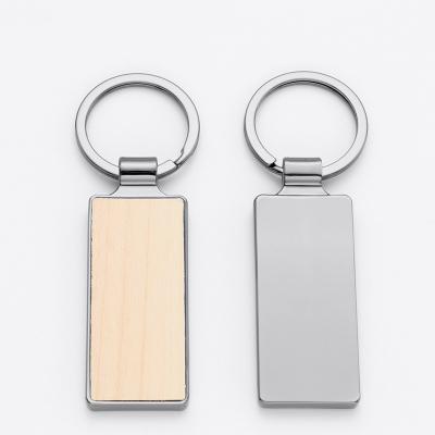 China Wood+Zinc Alloy Wood Rectangle Blank Keychains Custom Wooden Bottle Opener Sublimation Spinner Keychain Thanksgiving Gift for sale