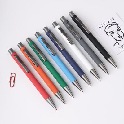 China Agriculture Personalized colorful custom logo fluent writing aluminium promotion gift metal press ballpoint pen for sale