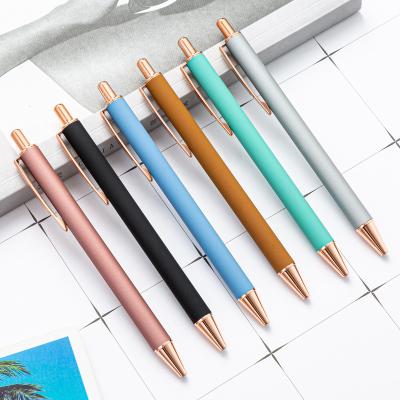 China Agriculture JH Factory Supply Rubber Finish Pen Soft Cover Metal Click Pen for sale