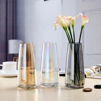 China Clear Modern Glass Vase Rainbow Crystal Clear Glass Vase, Suitable for Home Decor for sale