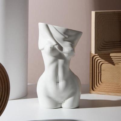 China Art Deco Modern Figure Ceramic Utensil Flower Arrangement Flower Female Body Art Vase Decoration Decorative Pieces in Living Room Home for sale