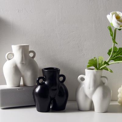 China Modern Nordic human body modeling creative ceramic flower arrangement art home in human body vase flower device for sale