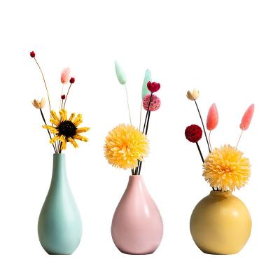 China Handmade Modern Luxury Ceramic Tabletop Decorative Colorful Living Room Flower Vase Flower Ornament Hotel Minimalist Christmas All Season for sale