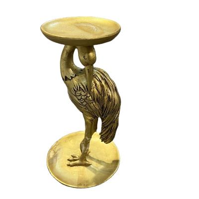 China European modern painting style creative gold resin flamingo tealight candle holder for home decoration for sale