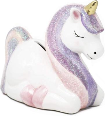 China Pink Cute Reusable Unicorn Home Gift Decor Baby Ceramic Money Bank For Kid Girl Gift For Decor for sale