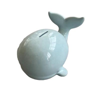 China Money Bank Boxes Cute Antique Ceramic Whale Shape Coin Saving Box Money Bank Piggy Boy Children For Christmas Birthday Gifts for sale