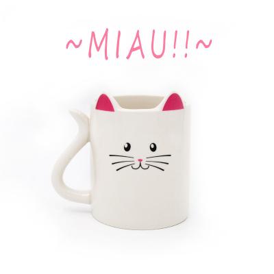 China Cat Ceramic Coffee Cup Viable Coffee Mugs Hot Chocolate Mugs Creative Hand-Painting Decal Coffee Mugs Gift Present for sale