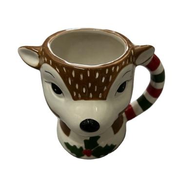 China Personalized Cute Viable Animal Deer Ceramic Coffee Mug 12oz For Christmas Gifts for sale