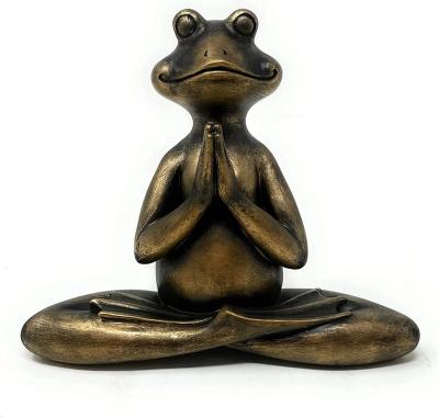 China modern gold resin yoga frog statues modern antique for garden decoration or home decoration for sale