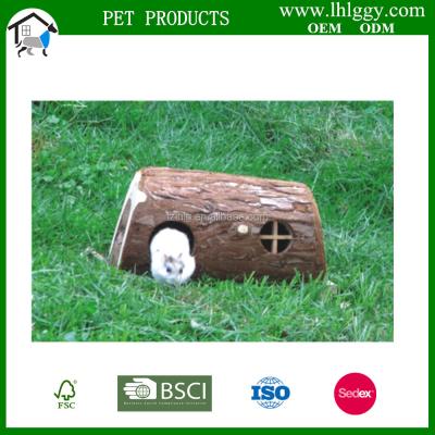 China Sustainable hamster wooden house with bark for sale