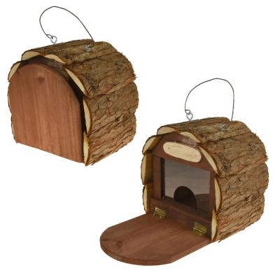 China New natural wooden squirrel feeder food house for sale