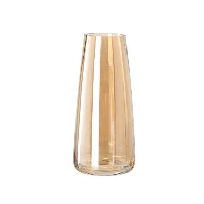 China Art Deco Wholesale Color-changing Plated Decorate Clear Glass Vase For Dining Table Floor for sale