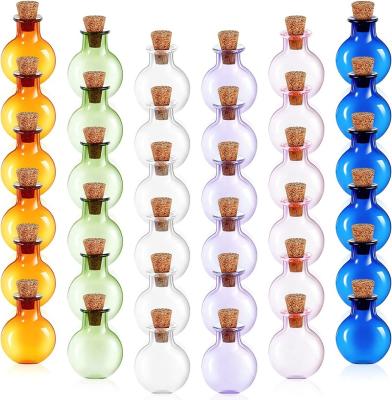 China Fashion 2ml Mini Colorful Drift Glass Bottles Tiny Jar Wish Glass Vials With Cork Lid For Perfume Pendant Necklace for sale