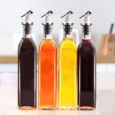 China High Quality Clear Soy Sauce Vinegar Wholesale Fashion Square Olive Oil 150ml 250ml 500ml Condiment Serving Glass Edible Bottle for sale